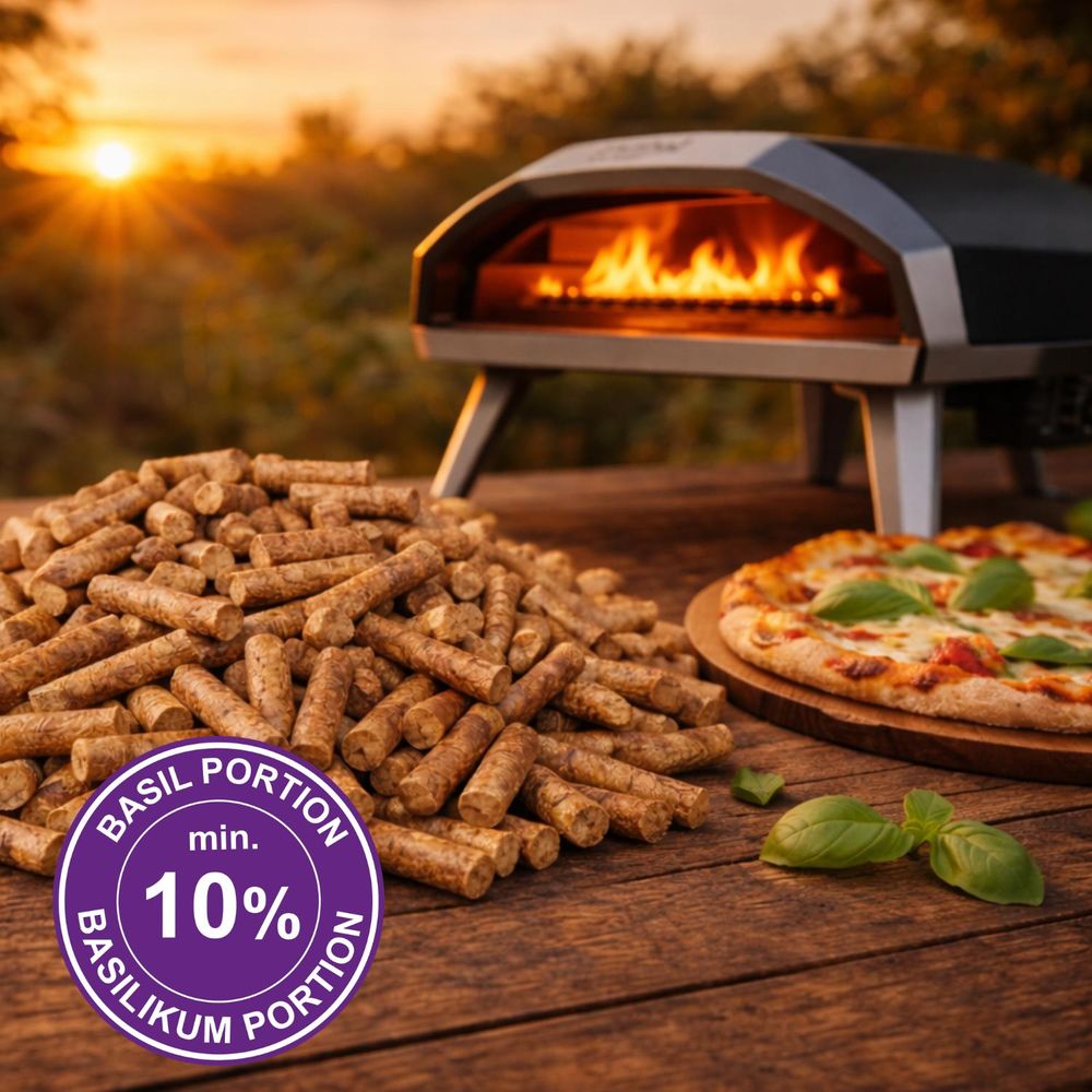 PINI Hartholzpellets № 7 BBQ Pizza Oven Basilikum 1,5 Kg Grillpellets zum Grillen Räuchern Smoken