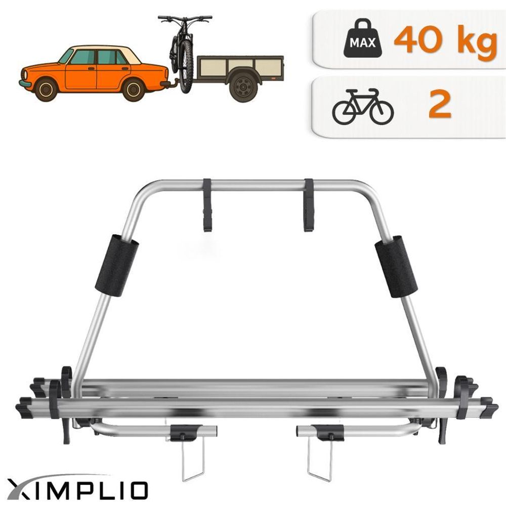 Fahrradträger Deichsel Wohnwagen Anhänger 2 Fahrräder E-Bike 40kg XIMPLIO