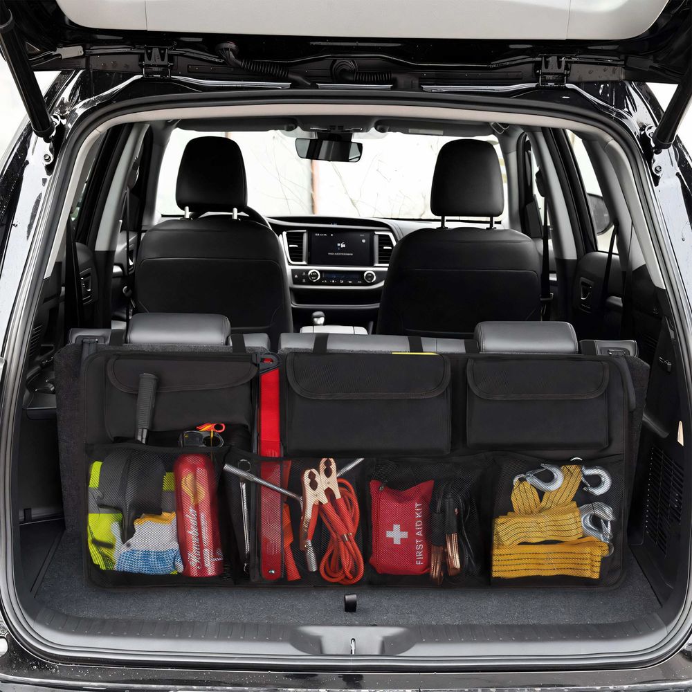 Kofferraum Organizer Auto Kofferraumtasche Netztasche Universale KFZ Taschen Kofferraumnetz Kofferraumbox Autobox Kofferraum-Organizer Schwarz Retoo