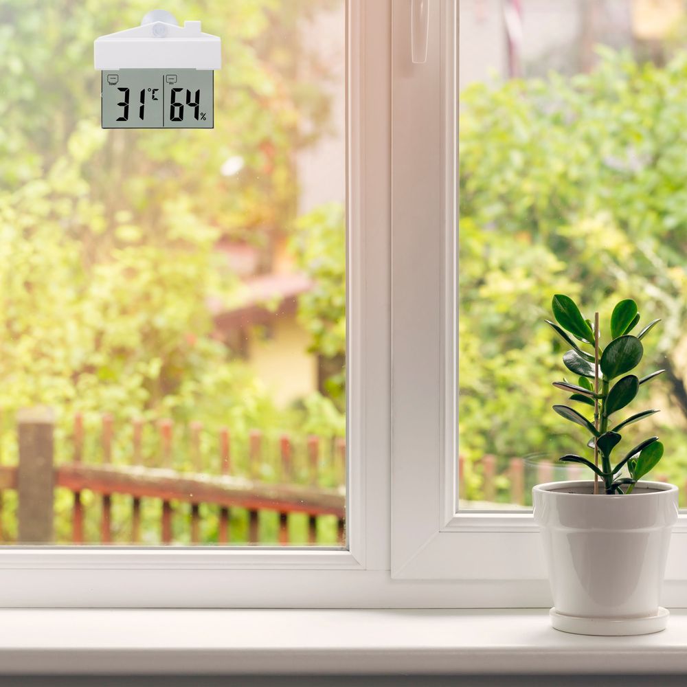 Fensterthermometer Digital LCD Hygrometer Außenthermometer Innen Außen Selbstklebend Fenster Thermometer Scheibenthermometer Zimmerthermometer Retoo