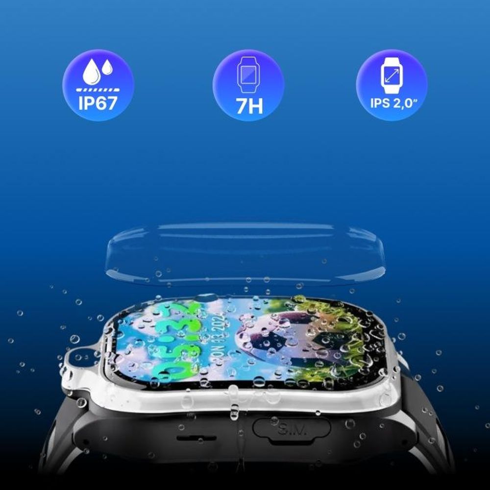 Smartwatch Forever GPS WiFi 4G Kids Boost KW-530 Czarny AI SOS IPS 2.0" nanoSIM 2Mpx G-Sensor IP67 GeoFencing VideoCall 800 mAh