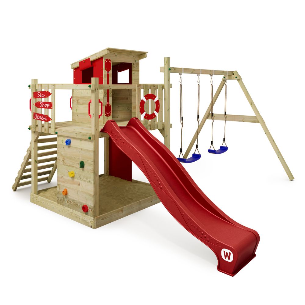 Spielturm Wickey Smart Camp mit Spielhaus und Schaukel in Rot