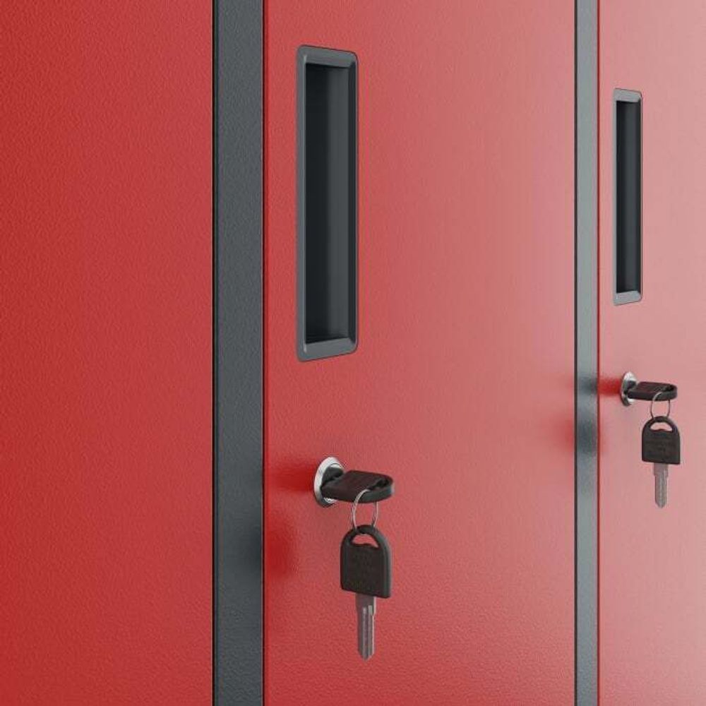 Schließfachschrank Spind Umkleideschrank anthrazit-rot 172x136x45