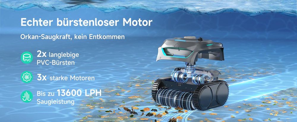 WYBOT C2 (2026 Upgrade) für Boden & Wand & Wasserlinie, Akku Intelligente Navigation, automatische Routenplanung, Auto-Park-System