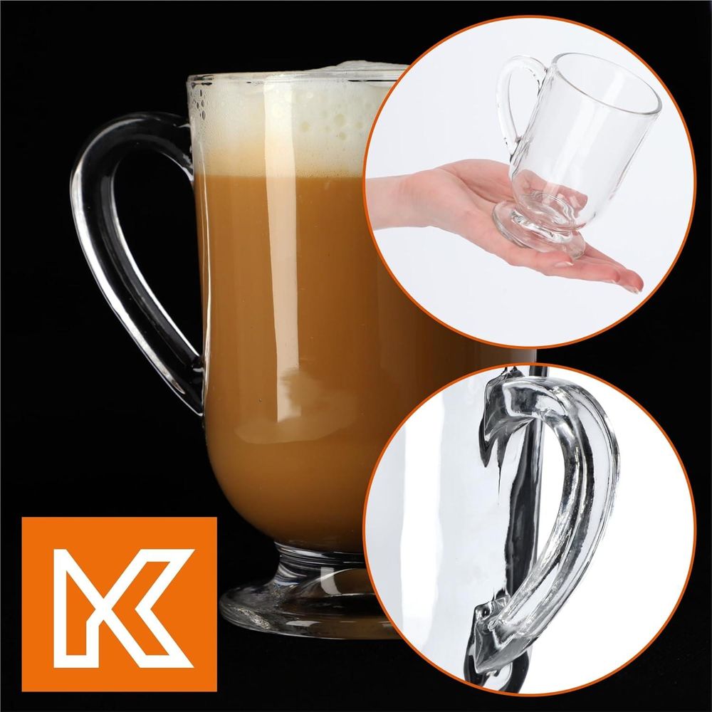 KADAX Kaffeegläser Set, 300ml, Teegläser aus Glas, Glühweingläser, Trinkgläser für Tee, Kaffee, Iris
