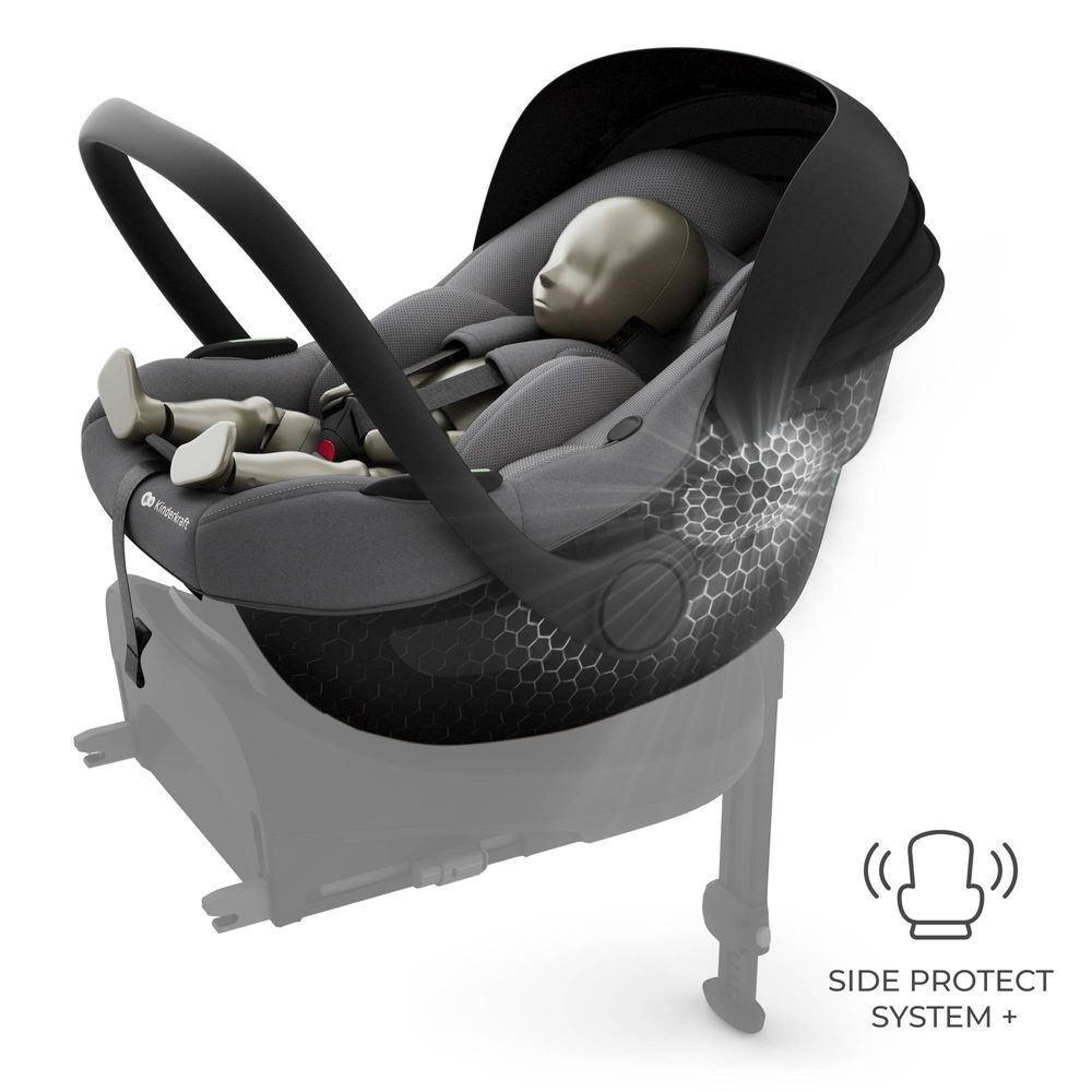 Kinderkraft I-LITE ENDURA SAFE FX – i-Size Babyschale 40–87 cm, ultraleicht 3,2 kg, SPS+, ERGO PAD, Grau
