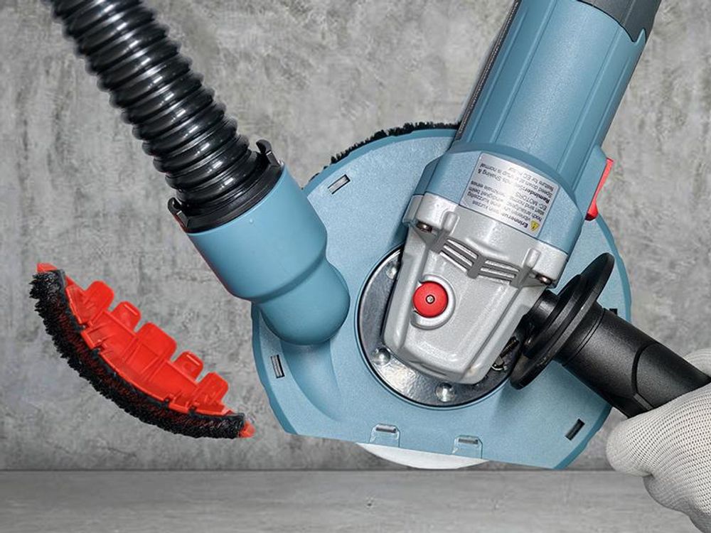 Betonschleifer Winkelschleifer Set max. 1900 W mit bürstenlosem EC-Motor, Betonfräse inkl. 125 mm Diamantschleiftopf, Absaughaube und Tragkoffer