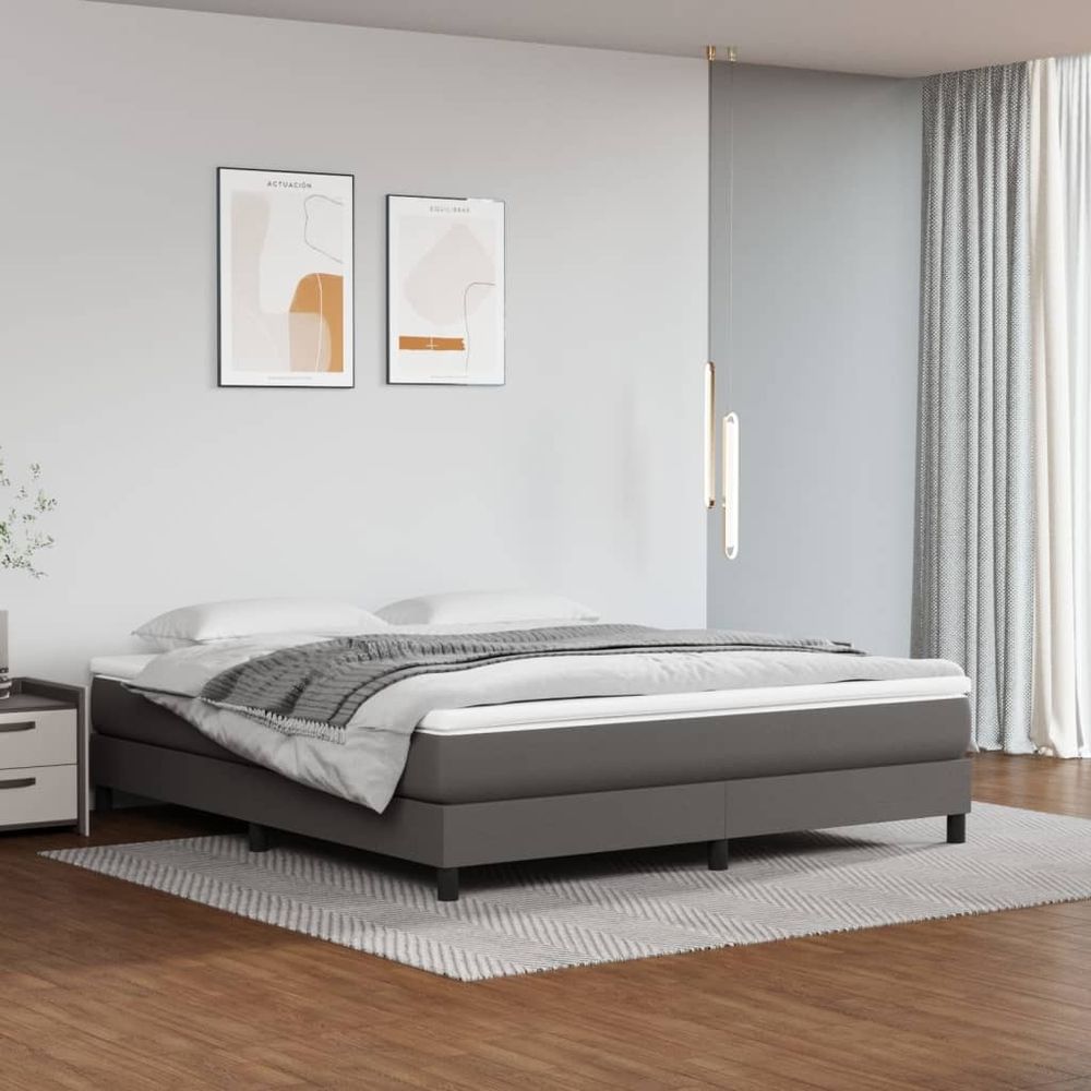 vidaXL Boxspringbettgestell Grau 160x200 cm Kunstleder