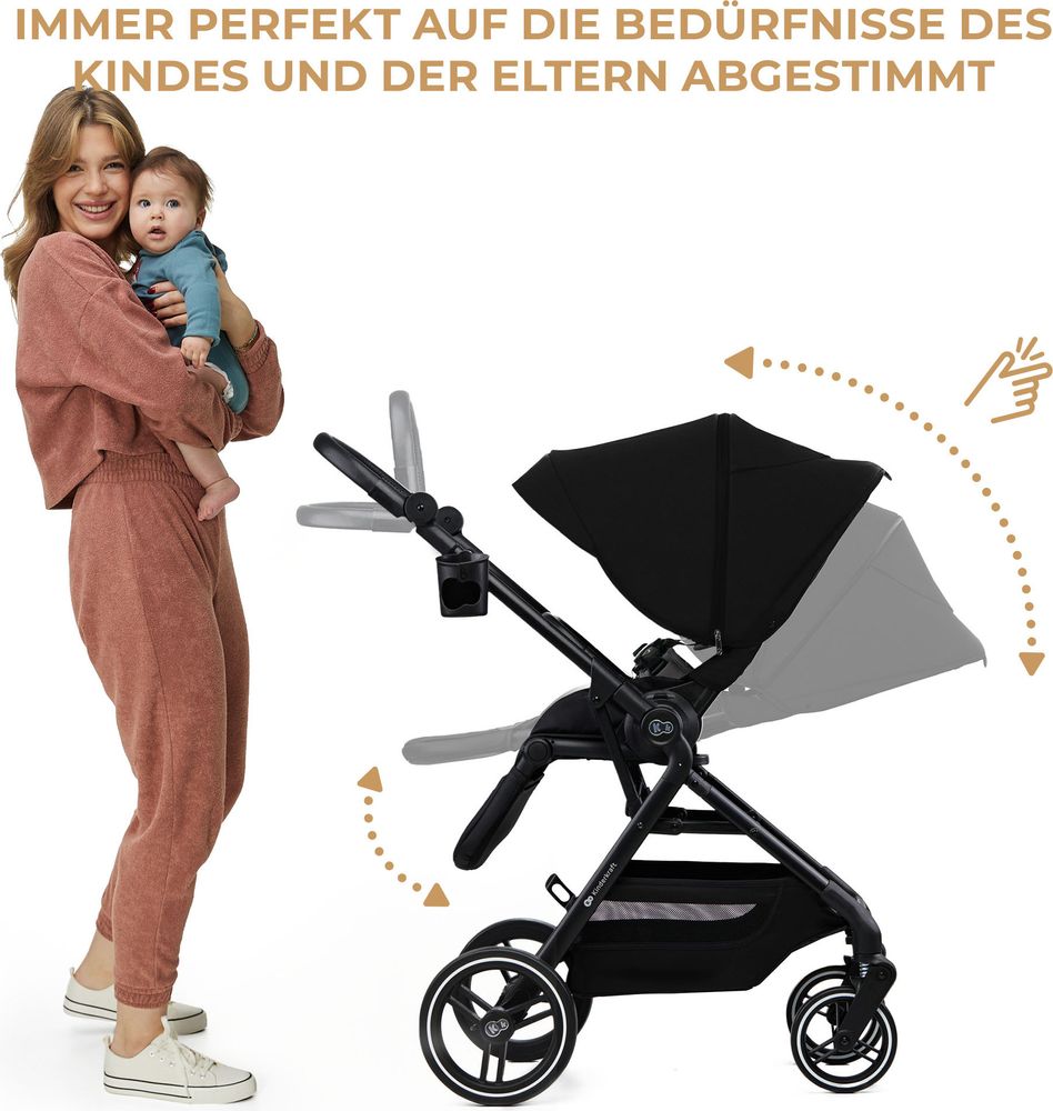 Kinderkraft YOXI 2-in-1 Kinderwagen bis 27 kg - Babywanne & Sportaufsatz - leicht - pannensichere Räder - TRAVEL SYSTEM - Grün
