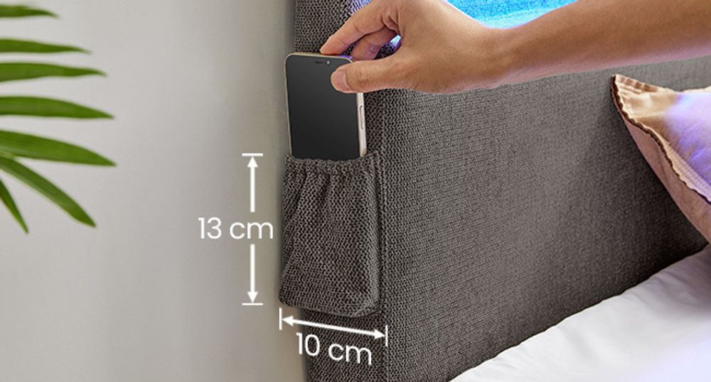 VASAGLE Polsterbett 90 x 190 cm, mit Kopfteil, LED, Doppelbett mit USB- und Type-C Anschluss