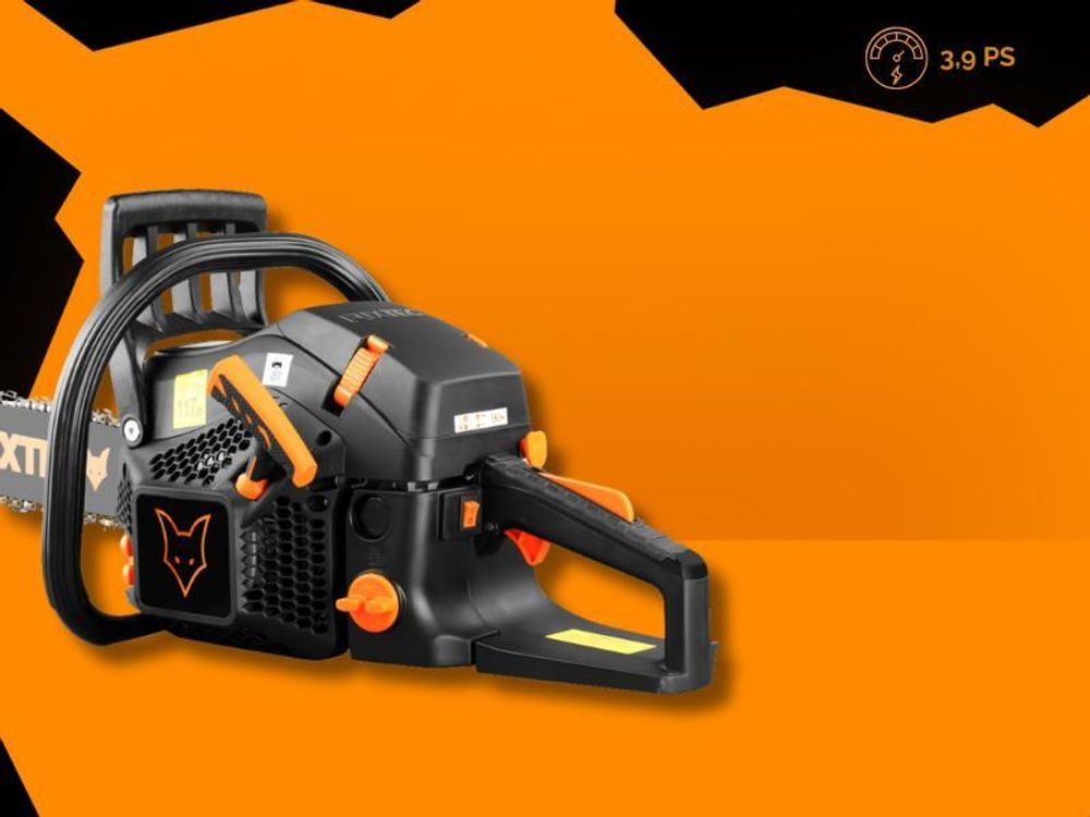 FUXTEC Benzin Kettensäge FX-KS262 - Black Edition  | Schwertlänge 60cm  | Schnittlänge 51cm| 5,2kg  | 61,5ccm  | 2-Takt  | 550ml  | 2,85kw