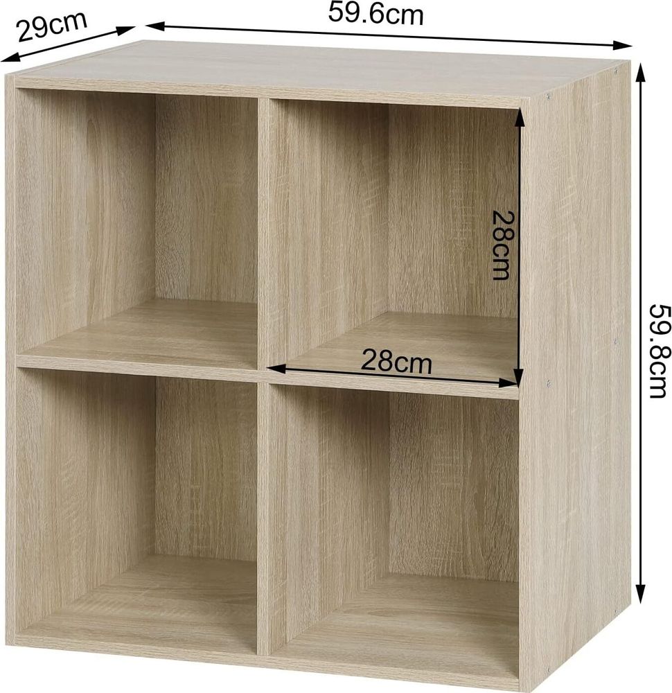 WOLTU Bücherregal Würfelregal 4 Fächer, Büroregal Aktenregal, Holzwerkstoff : Weiß Farbe: Weiß