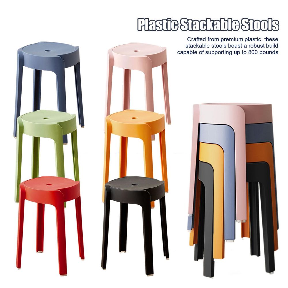 6er-Set stapelbare, tragbare, runde Kunststoffhocker, Tragkraft bis 150 kg, ohne Rückenlehne, für Zuhause, Klassenzimmer und Outdoor