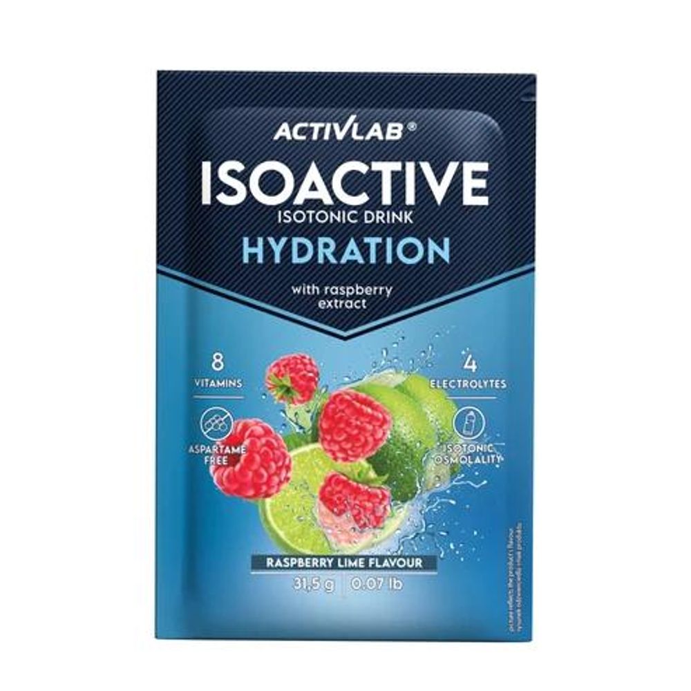 Activlab Isoactive Functional 31,5 g Sachet, Himbeere-Limette, Isotonisches Pulver, 4 Elektrolyte + 8 B-Vitamine, Himbeere