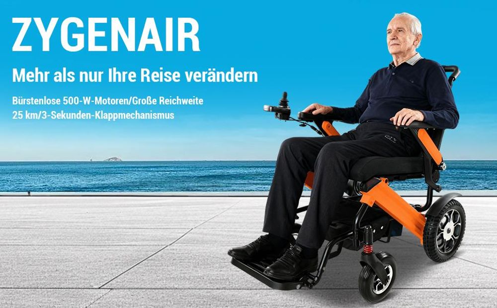 Elektrorollstuhl faltbar mit Joystick, Faltrollstuhl für Senioren, 24V Akku, Komfortsitz, Armlehnen, Fußstützen, bis 150 kg, Pflege