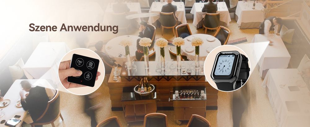 Retekess TD113-TD033 Personal Pager System, drahtloses Rufsystem, Uhr Pager Anzeige, IPX67 wasserdicht, Lange Standby-Zeit, für Restaurant, Kellnerin