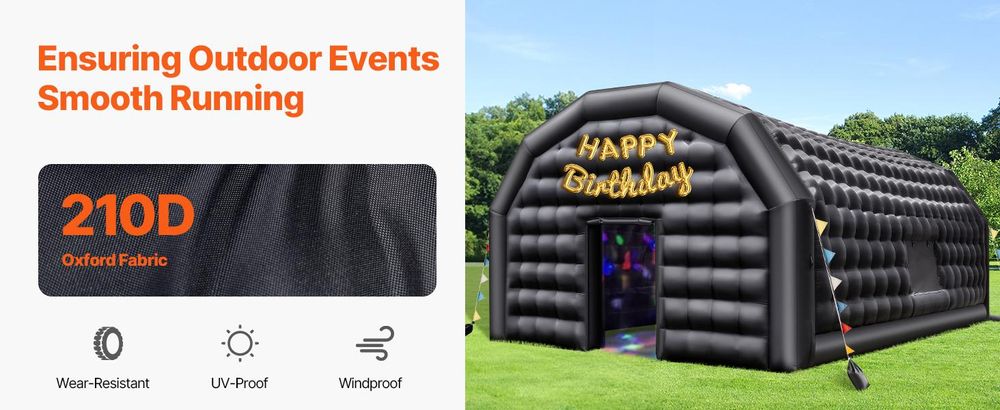 VEVOR Aufblasbares Nachtclub, 6 x 5 x 3,66 m Aufblasbares Partyzelt mit 680W Bläser & Sandsack, Belüfteter Aufblasbarer Nachtclub mit 2 Fenstern, Luftwürfelhaus für Event Geburtstag Hochzeitsfeier, 9 x 6 x 4 m