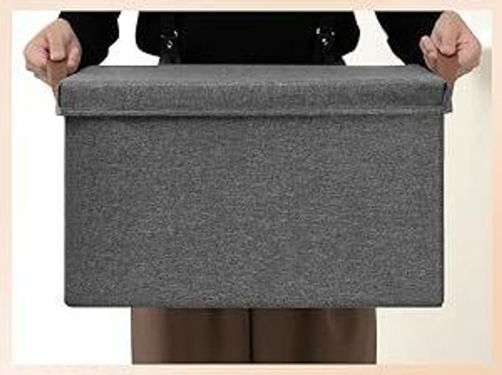 WOLTU 6er Set Aufbewahrungsboxen mit Deckel, mit Griffen, faltbar, Grau, 51L(48x36x30 cm)