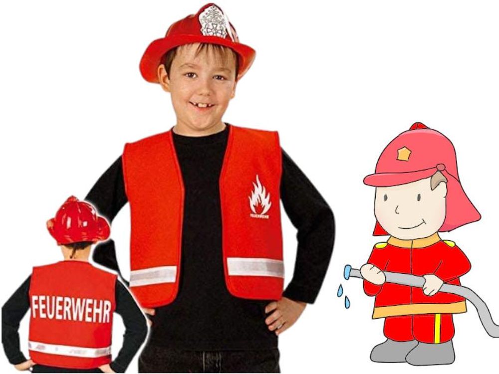 Spiel-Weste für Kinder, Feuerwehr, rot, verschiedene Größen, Feuerwehr (116)
