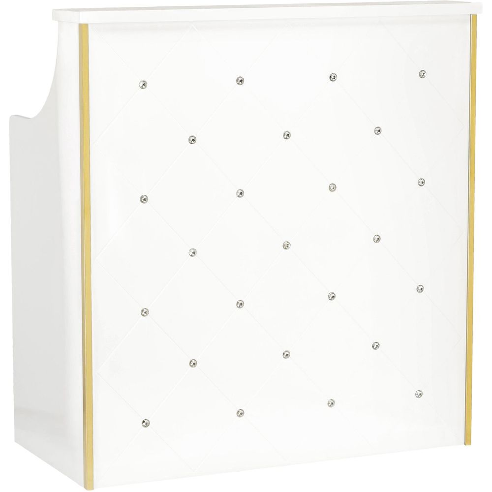 Banque d'accueil laquée Diamond 100 cm pour salon de coiffure, institut de beauté et SPA - blanc