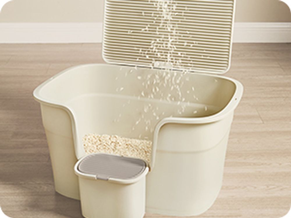 Feandrea extragroße Katzentoilette, für große Katzen, mit hohen Seitenwänden, Sandbeige
