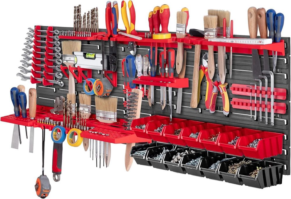 KADAX Werkstattregal, 116x39cm Werkzeugwandregal aus robustem Kunststoff, UV-Resistentes Lagersystem