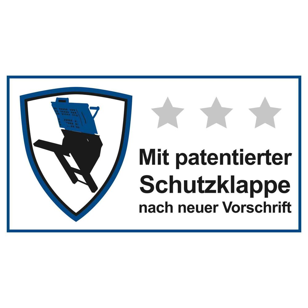 Das Bild zeigt die patentierte Schutzklappe der Wippkreissäge.