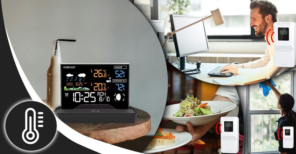 Funk-Wetterstation mit Außensensor und Wettervorhersage Innen und Außen Thermometer Luftfeuchtigkeit Reichweite 80m LCD Display Schwarz Retoo