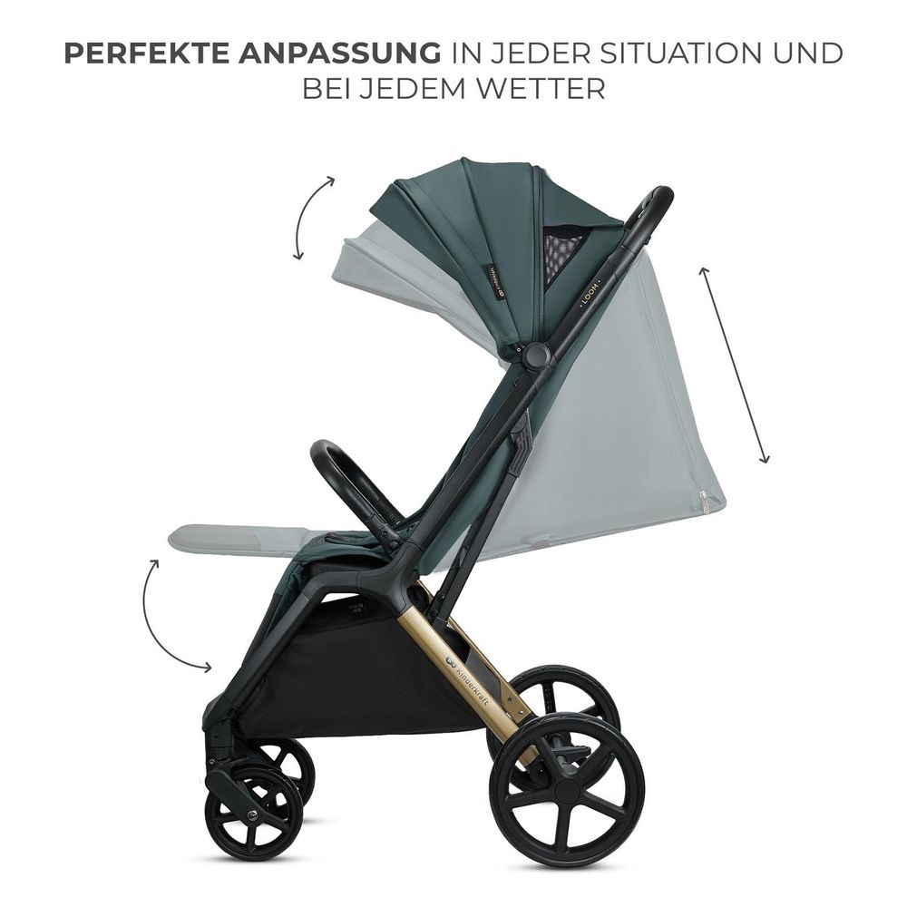 Kinderkraft LOOM – Grauer Buggy bis 27 kg, pannensichere Räder, kompakt & wendig, ideal für Reisen und enge Räume, Grün