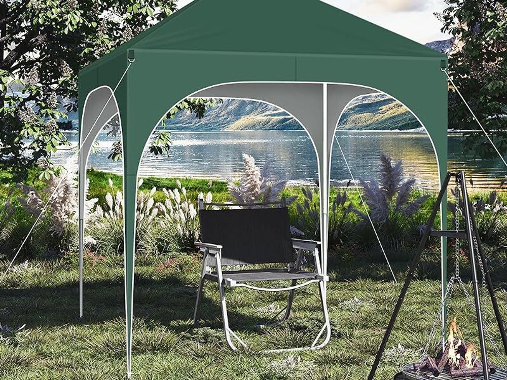 WOLTU Pavillon, Faltpavillon 2x2 m, mit 4 Seitenwänden, Partyzelt höhenverstellbar, Grün