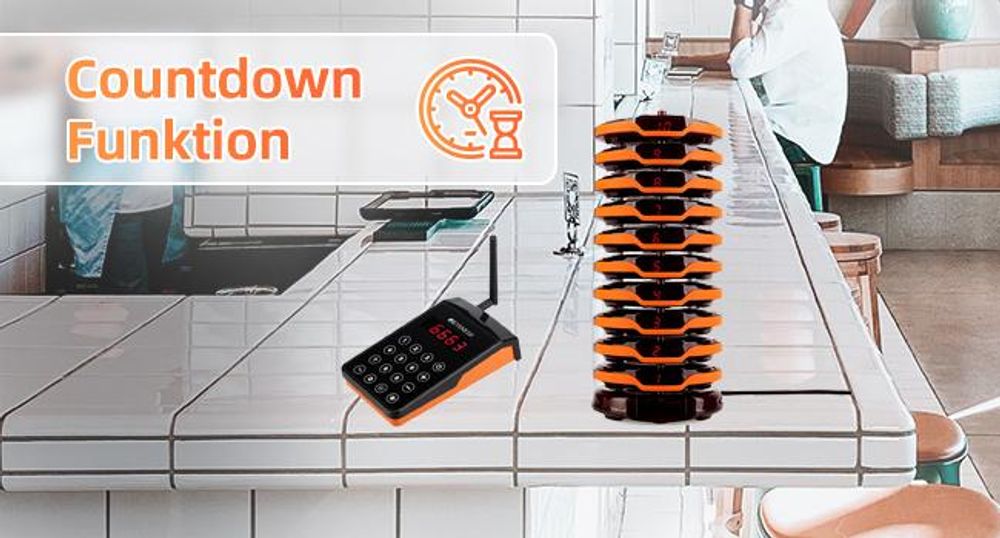 Retekess TD156 Pager Rufsystem, 800M Pager Syetem, IP67 Wasserdicht, 500mAh Akku, Service-Countdown-Zeit, Logistic aufrufsystem, Hotel, Schule