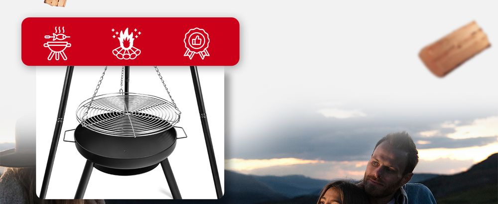 Palenisko ogrodowe grill ogrodowy LEHMANN MONTANA trójnóg ze stelażem ruszt 60 cm