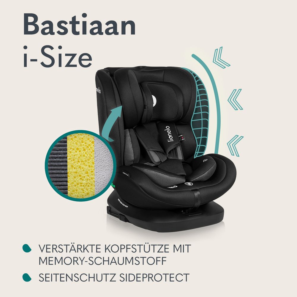 Lionelo Bastiaan i-Size Autokindersitz ab Geburt bis 12 Jahre, ab 0 kg bis 36 kg, i-Size, Isofix + Top Tether - Rosa