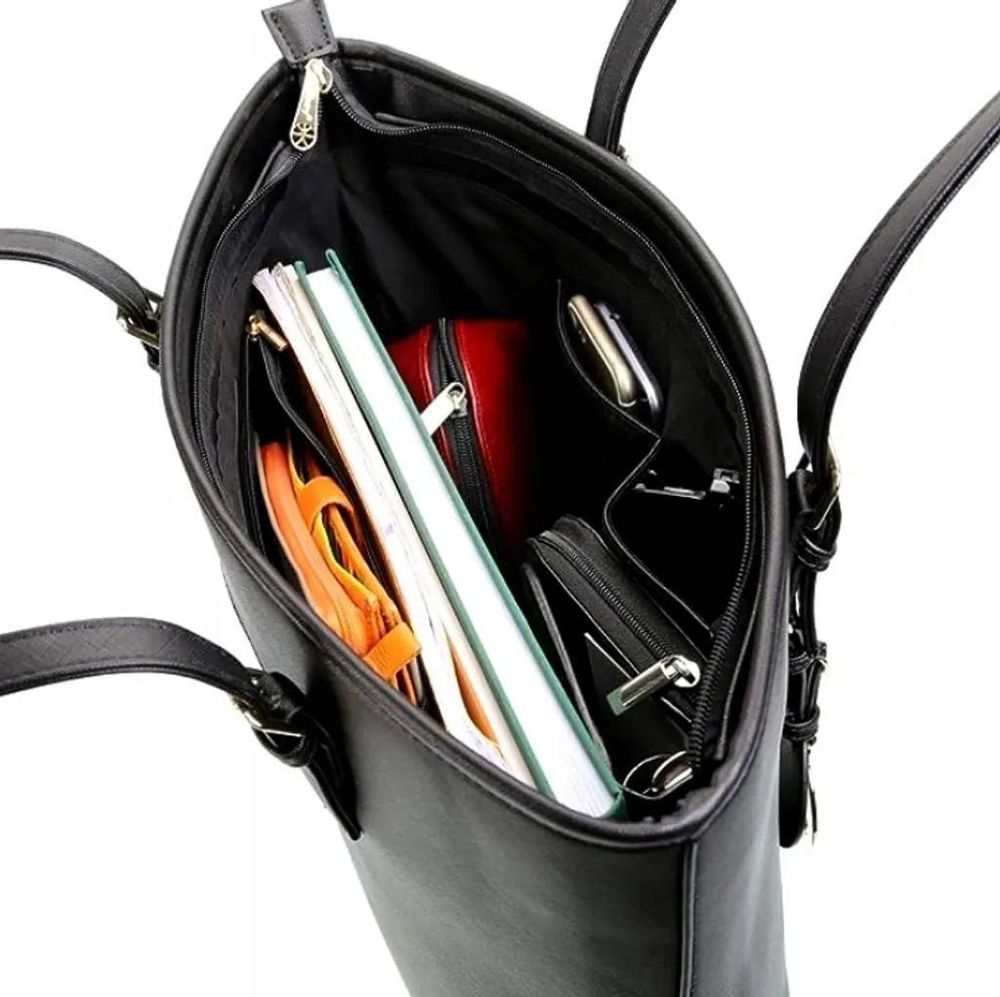 EDIBAZZAR | Große Damen-Schultertasche aus Leder, geräumiges A4-Format