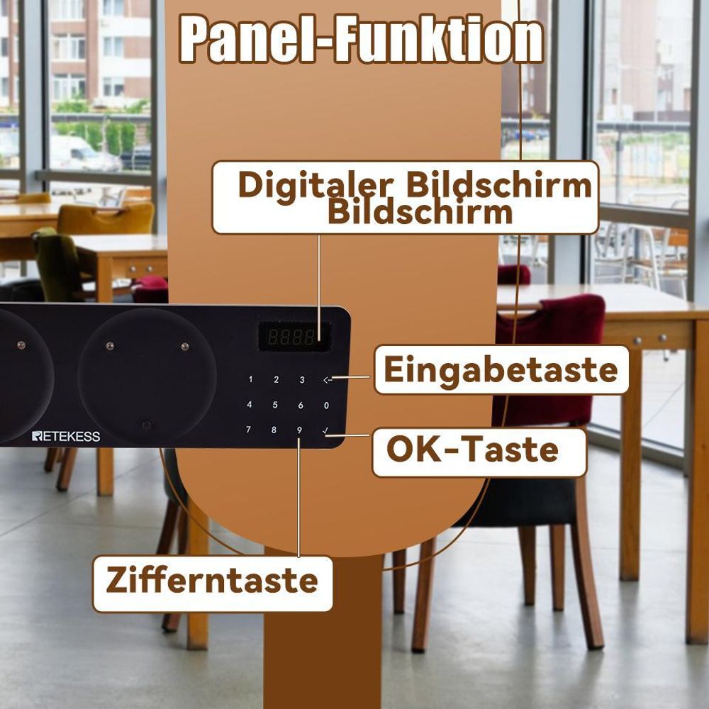 Retekess TD163 Restaurant Pager System, Pager Rufsystem, 500M, 40 Pagers, 31 Rufmod, 300mAh 20H, Pager set für Fast Food, Hotel, Café, Bar