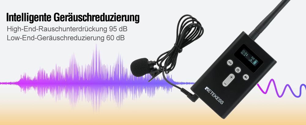 Retekess T130P Kabelloses Tour Guide System, Audio Whisper Tour Guide System, 160m, Geräuschreduzierung, Typ-C Aufladung für Tour Reisen,walkie talkie