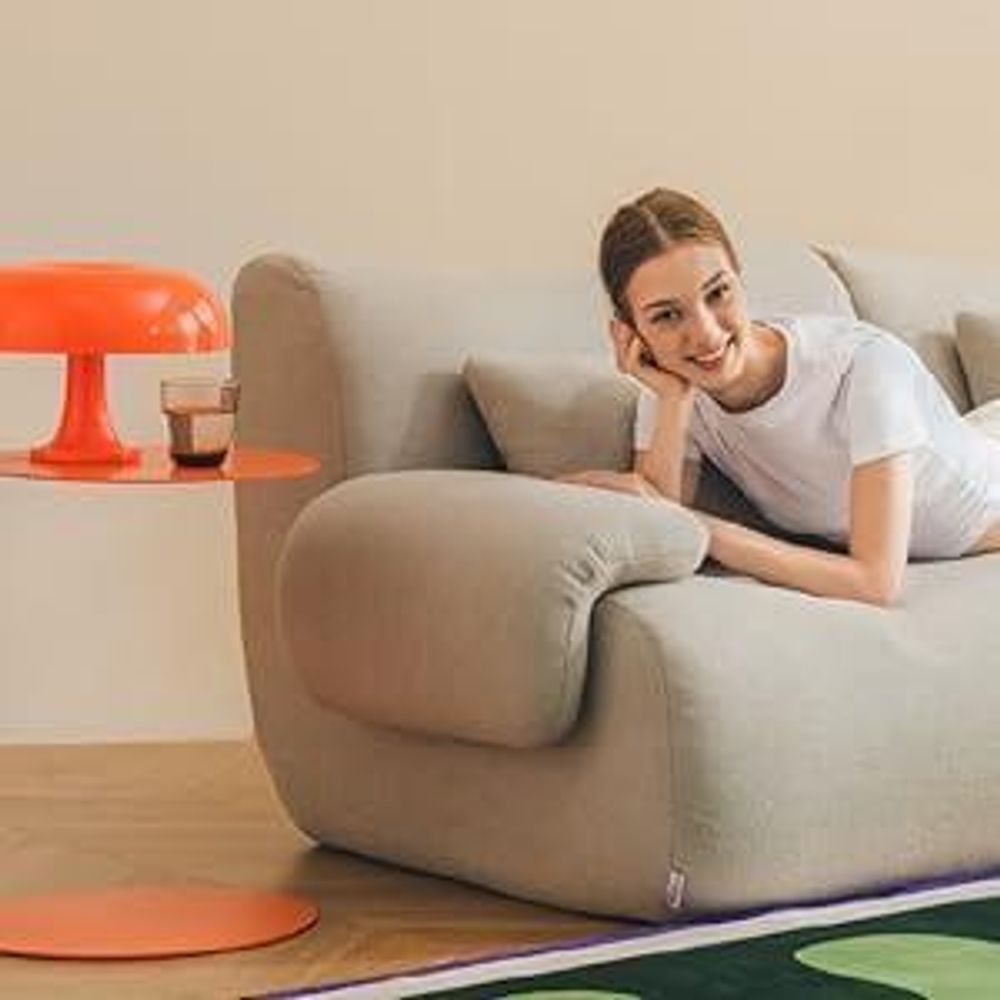 MILYSOFA SOFATIME 3-Sitzer-Modul-Ecksofa mit Chaiselongue, feiner Bouclé-Stoff, tiefblau