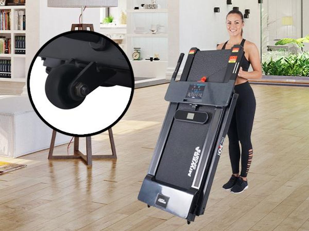 Miweba Sports Profi Laufband HT500 | Elektrisch - Klappbar - Tablethalterung - Training Zuhause - LCD-Display - Extra breite Lauffläche (Schwarz)