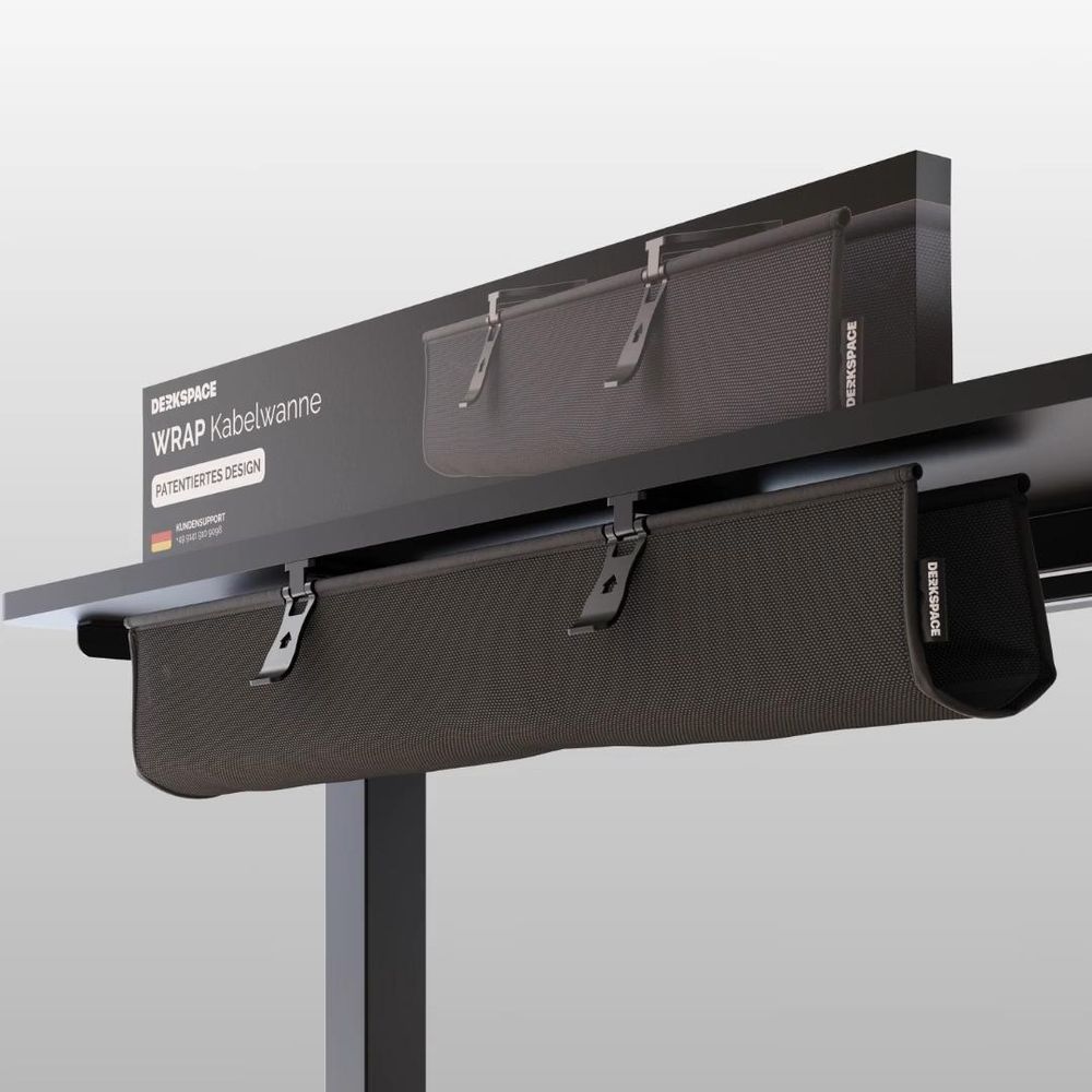 DESKSPACE® Kabelwanne Schreibtisch Kabelmanagement - Beidseitig Klappbarer Kabelkanal - Cable Organizer für den Schreibtisch - 94 cm (Schwarz)