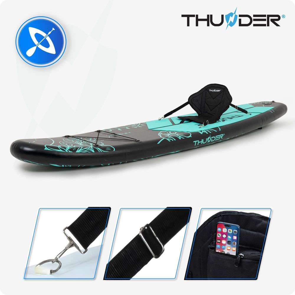 THUNDER Moth-Mint Stand Up Paddle Board 350x81x15cm Czarny Turkusowy do 150 kg