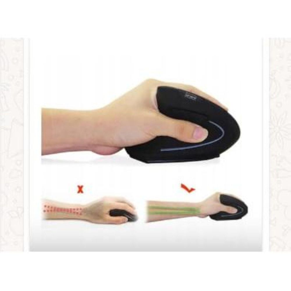 Mysz pionowa - Ergonomiczna - Przewodowa - 6 przycisków - 800/1200 DPI - USB - Czarny