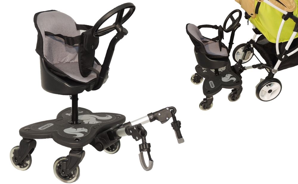 EICHHORN Kinderwagen Geschwisterboard Cozy C-Rider mit Sitz und Spiel-Lenkrad für Kinder ab 12 Monaten bis 25 kg (4 Räder), 20 cm Sitzfläche 4 Räder mit Sitz
