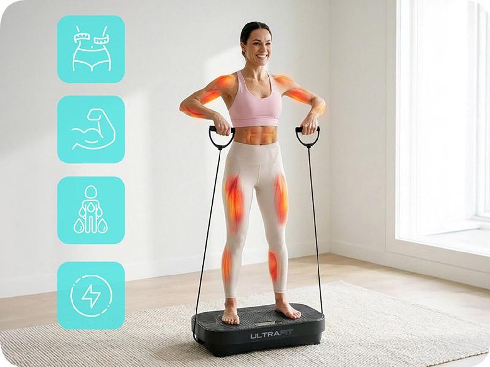 Kompakte Vibrationsplatte Meteor für Ganzkörpertraining – Anti-Rutsch, 160 kg Max. Last, ideal für Muskelstärkung & Fettabbau