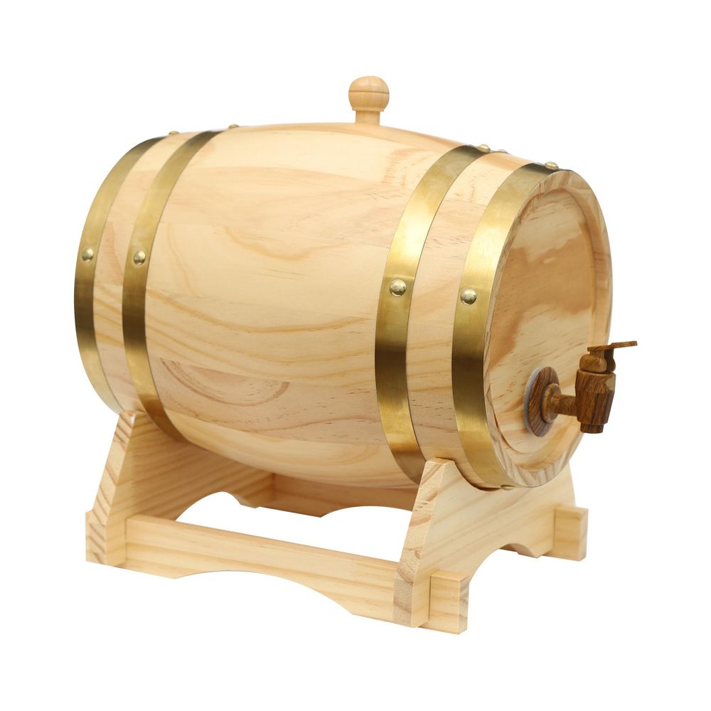 5L Weinfass, Weinfass mit Ständer und Zapfhahn, Holzfass für Whiskey und Wein
