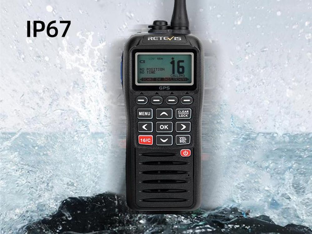 Retevis RM40 Marineradio GPS, IP67 Wasserdichtes Professionelles Handheld DSC Radio, Tragbares Zwei-Wege-Funkgerät Schwimmend, Marine Transceiver für Rettung, Küstenwache (Schwarz, 1 Stück)