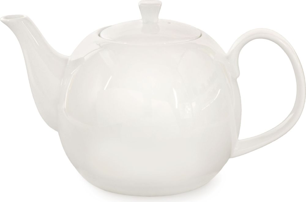 Buchensee Teeset / Teekanne 1,5 liter mit Stövchen aus Porzellan in weiß, Fine Bone China