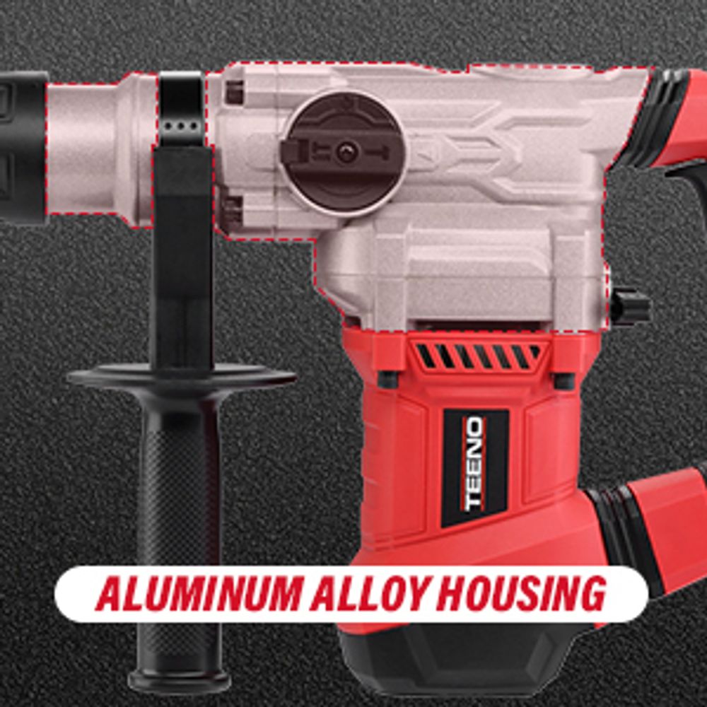 TEENO SDS-Plus 1500W Bohrhammer mit 6-Gang-Geschwindigkeiten, 4 Funktionen und Sicherheitskupplung – Professionelles Werkzeug für Beton, Metall usw.