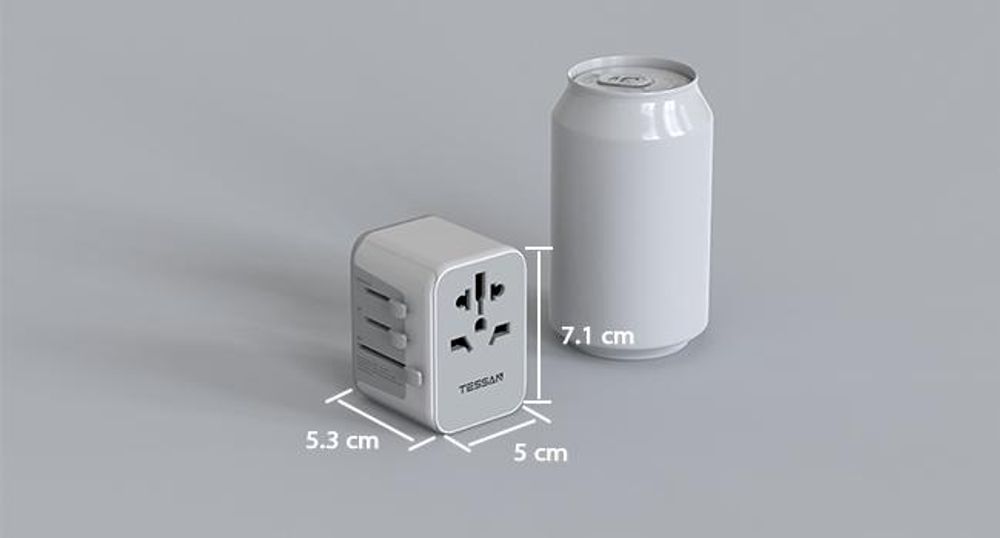 TESSAN Reiseadapter Weltweit Universal Reisestecker mit 3 USB A und 1 USB C Internationaler Steckdosenadapter