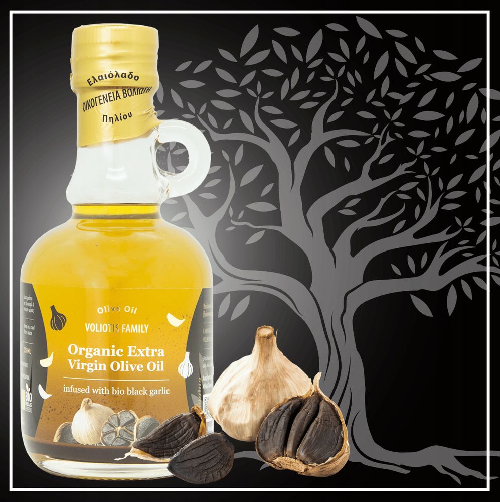 Voliotis | Oliwa z oliwek - Aromat czosnku - 250 ml - Niefiltrowana - Tłoczona na zimno