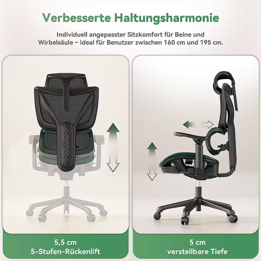 ACGAM CG-5245M Gaming Bürostuhl: Ergonomisch, 4-Neigungswinkel, 136kg, 3D-Armlehnen, Mesh, Gewichtssensor